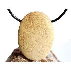 Versteinerte Koralle XXL Schmuckstein Cabochon / Scheibenstein gebohrt - ca. 4 cm x 3 cm x 0,8 cm