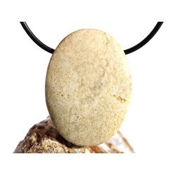 Versteinerte Koralle XXL Schmuckstein Cabochon / Scheibenstein gebohrt - ca. 4 cm x 3 cm x 0,9 cm