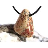 Landschaftsjaspis Trommelstein / Schmuckstein gebohrt - Sonderqualität - ca. 3,1 cm x 2,5 cm x 1,1 cm
