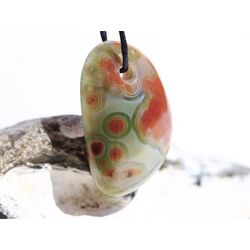 Ozeanachat Schmuckstein Cabochon gebohrt (Ozeanchalcedon / Ozeanjaspis) - AA-Sonderqualitt - ca. 3,4 cm x 2,2 cm x 0,8 cm