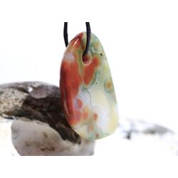 Ozeanachat Schmuckstein Cabochon gebohrt (Ozeanchalcedon / Ozeanjaspis) - AA-Sonderqualitt - ca. 3,4 cm x 2,2 cm x 0,8 cm