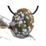 Ozeanachat Schmuckstein Cabochon gebohrt (Ozeanchalcedon / Ozeanjaspis) - Sonderqualität - ca. 3,3 cm x 2,7 cm x 1,2 cm