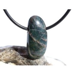 Apatit blau natur Trommelstein gebohrt - ca. 2,7 cm x 1,2...