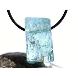 Aquamarin aquablau natur (Beryll) Regenbogen Kristallstab / Schmuckstein gebohrt - AAA-Sonderqualitt - Raritt - ca. 2,7 cm x 1,6 cm x1,6 cm