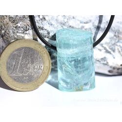 Aquamarin aquablau natur (Beryll) Regenbogen Kristallstab / Schmuckstein gebohrt - AAA-Sonderqualitt - Raritt - ca. 2,7 cm x 1,6 cm x1,6 cm