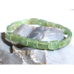 Disthen grün Armband Scheiben / Schmucksteine 9 x 6 mm - Sonderqualität - Rarität - ca. 16 cm (Cyanit / Kyanit)