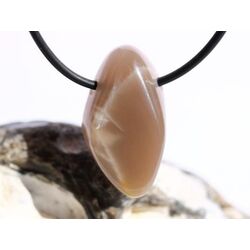 Mondstein graubeige / grauapricot  (Feldspat) Schmuckstein / Scheibenstein gebohrt - AA-Sonderqualitt - Raritt - ca. 3 cm x 1,7 cm x 1 cm
