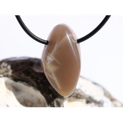 Mondstein graubeige / grauapricot  (Feldspat) Schmuckstein / Scheibenstein gebohrt - AA-Sonderqualitt - Raritt - ca. 3 cm x 1,7 cm x 1 cm