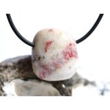 Cinnabarit-Opal (Zinnober-Opal) Trommelstein gebohrt - Sonderqualität - Rarität - ca. 2,3 cm x 2 cm x 1,8 cm