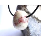 Cinnabarit-Opal (Zinnober-Opal) Trommelstein gebohrt - Sonderqualität - Rarität - ca. 2,3 cm x 2 cm x 1,8 cm