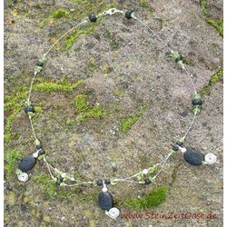 Peridotsplitter-Lava-Crimp-Halskette 925iger Silber in Sonderqualitt - ca. 46 cm
