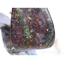 Honduras-Opal (Blackopal) XXL Trommelstein gebohrt - Sonderqualitt - Raritt - ca. 4,4 cm x 2,7 cm x 1,5 cm (Fairer Handel / GKS)