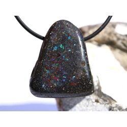 Honduras-Opal (Blackopal) Trommelstein gebohrt - Sonderqualitt - Raritt - ca. 2,9 cm x 2,5 cm x 1,2 cm (Fairer Handel / GKS)