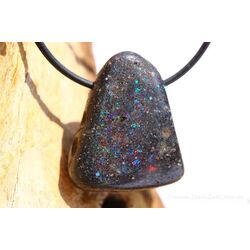 Honduras-Opal (Blackopal) Trommelstein gebohrt - Sonderqualitt - Raritt - ca. 2,9 cm x 2,5 cm x 1,2 cm (Fairer Handel / GKS)