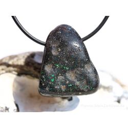 Honduras-Opal (Blackopal) Trommelstein gebohrt - Sonderqualitt - Raritt - ca. 2,9 cm x 2,5 cm x 1,2 cm (Fairer Handel / GKS)