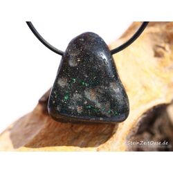 Honduras-Opal (Blackopal) Trommelstein gebohrt - Sonderqualitt - Raritt - ca. 2,9 cm x 2,5 cm x 1,2 cm (Fairer Handel / GKS)