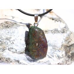 Honduras-Opal (Blackopal) Trommelstein Anhnger Silberse Schmuckdose - Sonderqualitt - Raritt - ca. 3,8 cm x 1,8 cm x 0,7 cm (Fairer Handel / GKS)