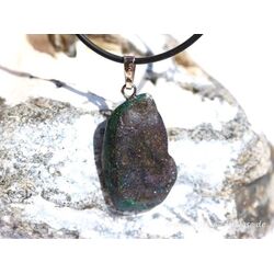 Honduras-Opal (Blackopal) Trommelstein Anhnger Silberse Schmuckdose - Sonderqualitt - Raritt - ca. 3,8 cm x 1,8 cm x 0,7 cm (Fairer Handel / GKS)
