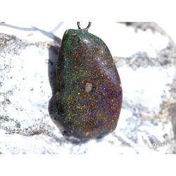 Honduras-Opal (Blackopal) Trommelstein Anhnger Silberse Schmuckdose - Sonderqualitt - Raritt - ca. 3,8 cm x 1,8 cm x 0,7 cm (Fairer Handel / GKS)