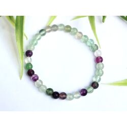Fluorit grün-violett Armband Kugeln 6 mm - Sonderqualität - ca. 19 cm