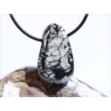 Pinolith (Pinolit / Eisblumen-Magnesit) Trommelstein gebohrt - Sonderqualität - ca. 3 cm x 1,8 cm x 1,2 cm