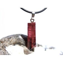Turmalin rosarot (Rubellit) Kristallstab / Rohsteinform Anhänger Silberöse Schmuckdose - Rarität - AA-Sonderqualität - ca. 3,7 cm x 0,9 cm x 0,7 cm