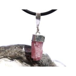 Turmalin rosa (Rubellit) Kristallstab / Rohstein Anhnger Silberse-Fassung Schmuckdose - Sonderqualitt - ca. 2,8 cm x 0,8 cm x 0,6 cm