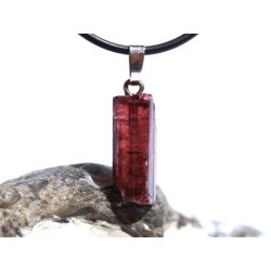 Turmalin rosarot (Rubellit) Kristallstab / Rohsteinform Anhänger Silberöse Schmuckdose - Rarität - AA-Sonderqualität - ca. 3,1 cm x 1 cm x 0,7 cm