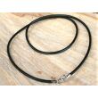 Kautschukband / Kautschuk-Reifen 925iger Silberverschluss schwarz, ca. 2 mm-Band / ca. 48-50 cm (für Bohrungen / große Ösen ab 3 mm)