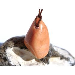 Aprikosencalcit (Calcit apricot) Schmuckstein gebohrt - ca. 3,1 cm x 1,9 cm x 1,3 cm