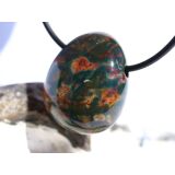 Heliotrop Trommelstein gebohrt - AA-Sonderqualität - ca. 2,7 cm x 2,2 cm x 1,4 cm