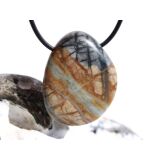 Picasso-Marmor XL Trommelstein / Schmuckstein gebohrt - AA-Sonderqualität - ca. 3,8 cm x 3 cm x 1,3 cm