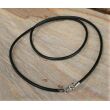 Kautschukband / Kautschuk-Reifen 925iger Silberverschluss schwarz, ca. 3 mm-Band / ca. 45 cm (für Bohrungen / große Ösen ab 4 mm)