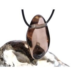 Rauchquarz mitteldunkel XXL Schmuckstein / Trommelstein gebohrt - AA-Sonderqualitt - Handarbeit - ca. 4,3 cm x 2,4 cm x 1,5 cm