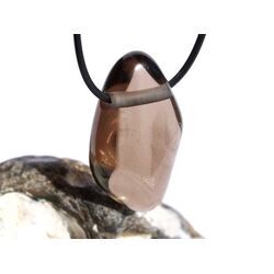 Rauchquarz mitteldunkel XXL Schmuckstein / Trommelstein gebohrt - AA-Sonderqualitt - Handarbeit - ca. 4,3 cm x 2,4 cm x 1,5 cm