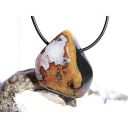 Sardonyx Schmuckstein / Trommelstein gebohrt - AA-Sonderqualitt - ca. 3,3 cm x 3 cm x 1,9 cm