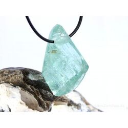 Aquamarin aquablau natur (Beryll) XL Kristallstab-Schmuckstein / Trommelstein gebohrt - AAA-Sonderqualitt - Raritt - ca. 3,8 cm x 2,5 cm x 1,4 cm