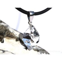Herkimer Diamant Doppelender Kristall Anhnger Silberse - AA-Sonderqualitt - Raritt - ca. 3,4 cm x 1,7 cm x 1,2 cm