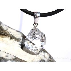 Herkimer Diamant Doppelender Kristall Anhnger Silberse - AA-Sonderqualitt - Raritt - ca. 3,4 cm x 1,7 cm x 1,2 cm