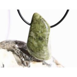 Schneeflockenepidot (Epidot-Feldspat) XXL Trommelstein / Schmuckstein gebohrt - Sonderqualitt - ca. 4,2 cm x 2,3 cm x 1,5 cm (GKS)