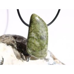 Schneeflockenepidot (Epidot-Feldspat) XXL Trommelstein / Schmuckstein gebohrt - Sonderqualitt - ca. 4,2 cm x 2,3 cm x 1,5 cm (GKS)