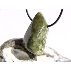 Schneeflockenepidot (Epidot-Feldspat) XXL Trommelstein / Schmuckstein gebohrt - Sonderqualitt - ca. 4,2 cm x 2,3 cm x 1,5 cm (GKS)