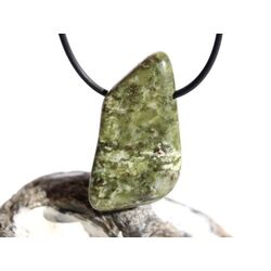 Schneeflockenepidot (Epidot-Feldspat) XXL Trommelstein / Schmuckstein gebohrt - Sonderqualitt - ca. 4,2 cm x 2,3 cm x 1,5 cm (GKS)