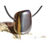 Tigereisen Trommelstein / Scheibenstein gebohrt - Sonderqualität - ca. 2,7 cm x 2,2 cm x 1 cm
