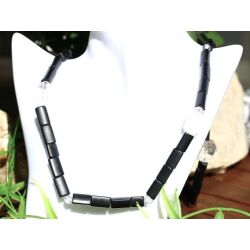Onyx Bergkristall Halskette / Edelsteinkette 97 cm lang - Schmuckteine - 925iger Silberverschluss