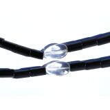 Onyx Bergkristall Halskette / Edelsteinkette 97 cm lang - Schmuckteine - 925iger Silberverschluss