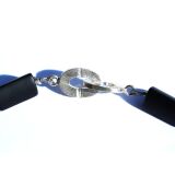 Onyx Bergkristall Halskette / Edelsteinkette 97 cm lang - Schmuckteine - 925iger Silberverschluss