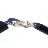 Onyx Bergkristall Halskette / Edelsteinkette 97 cm lang - Schmuckteine - 925iger Silberverschluss
