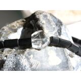 Onyx Bergkristall Halskette / Edelsteinkette 97 cm lang - Schmuckteine - 925iger Silberverschluss