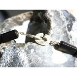 Onyx Bergkristall Halskette / Edelsteinkette 97 cm lang - Schmuckteine - 925iger Silberverschluss